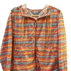 Columbia Windbreaker Jacket Orange & Blue - M